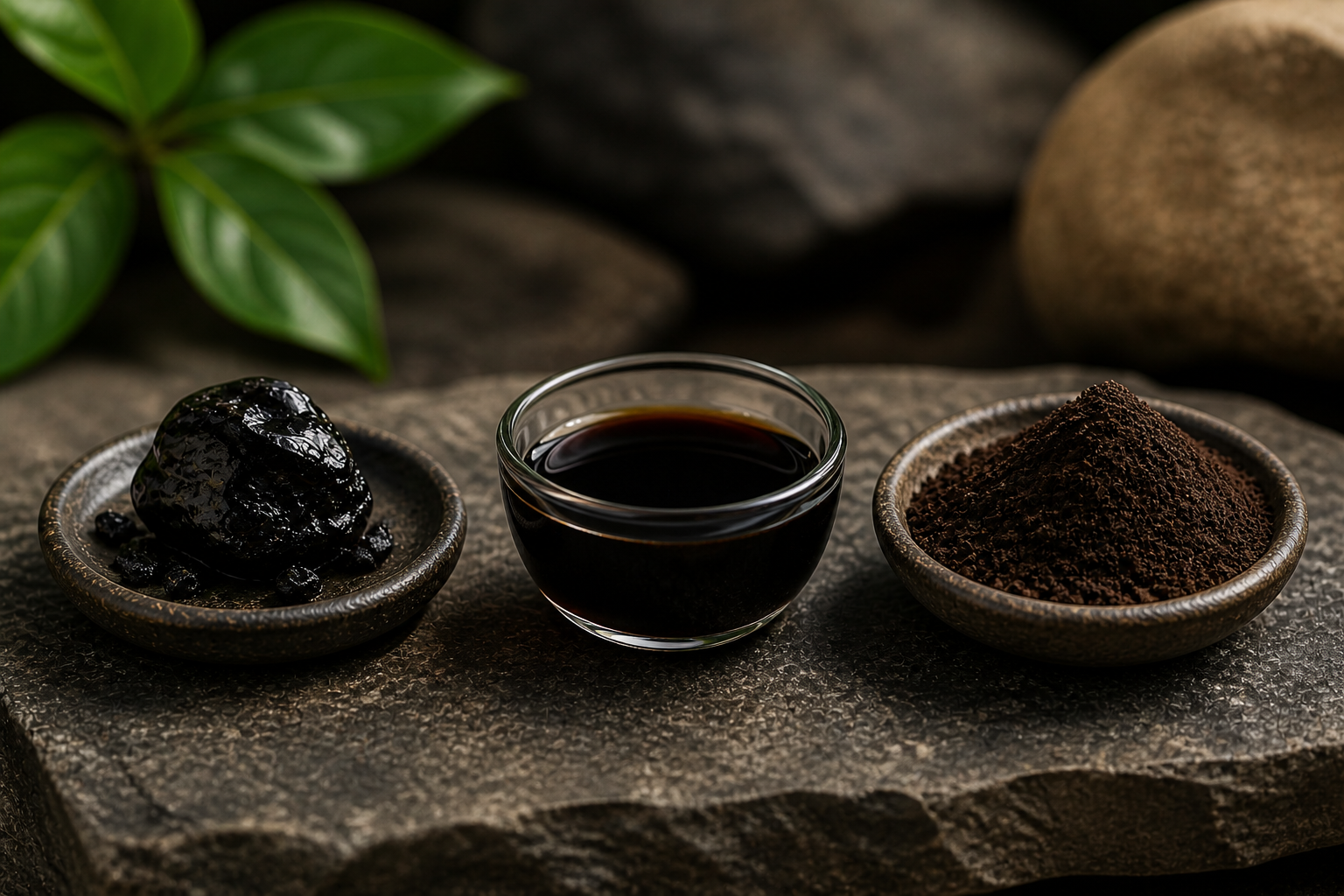 Comparison of shilajit resin, liquid shilajit, and shilajit powder in natural setting