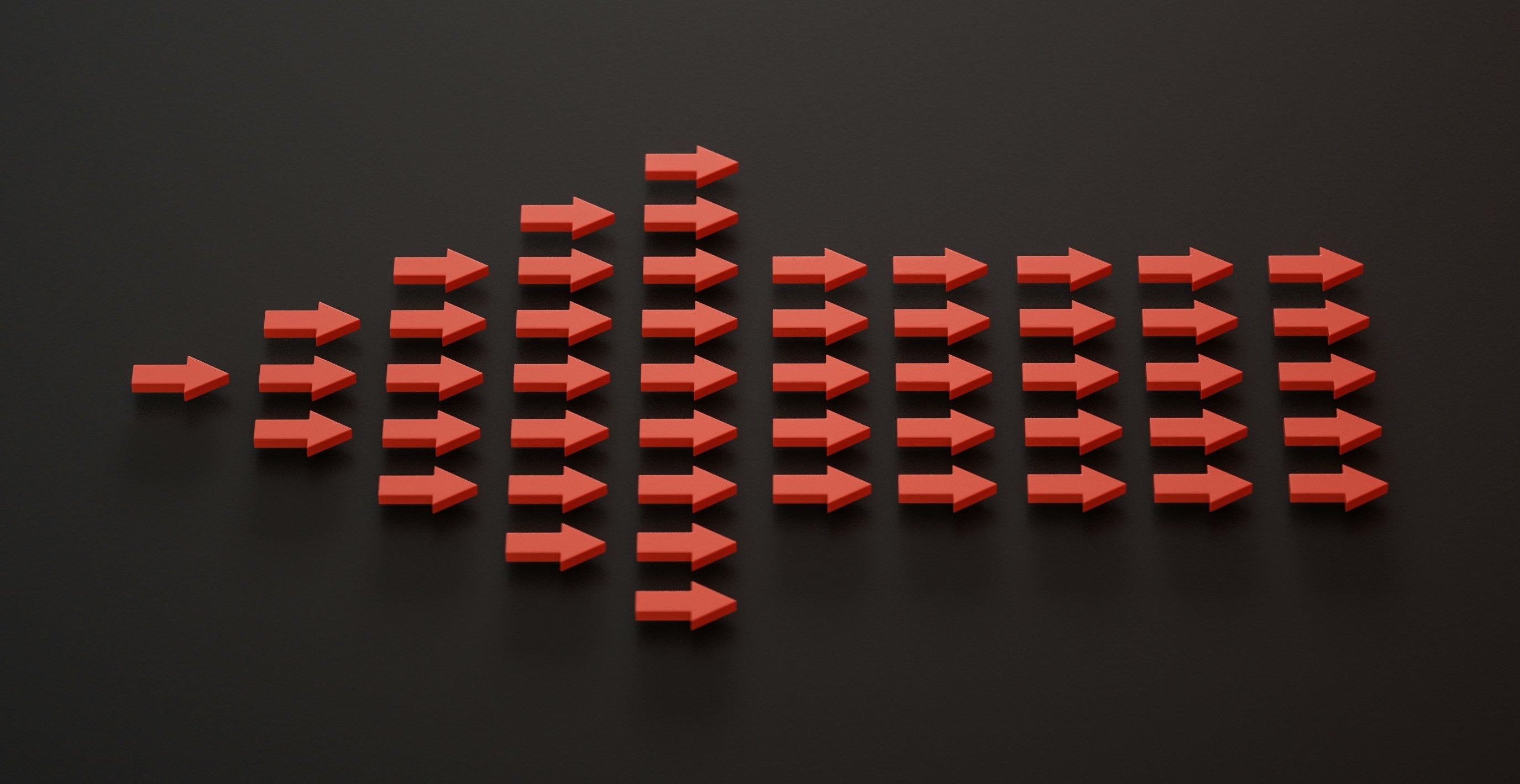 Red arrows showing conflicting directions with one clear path representing informed decision making