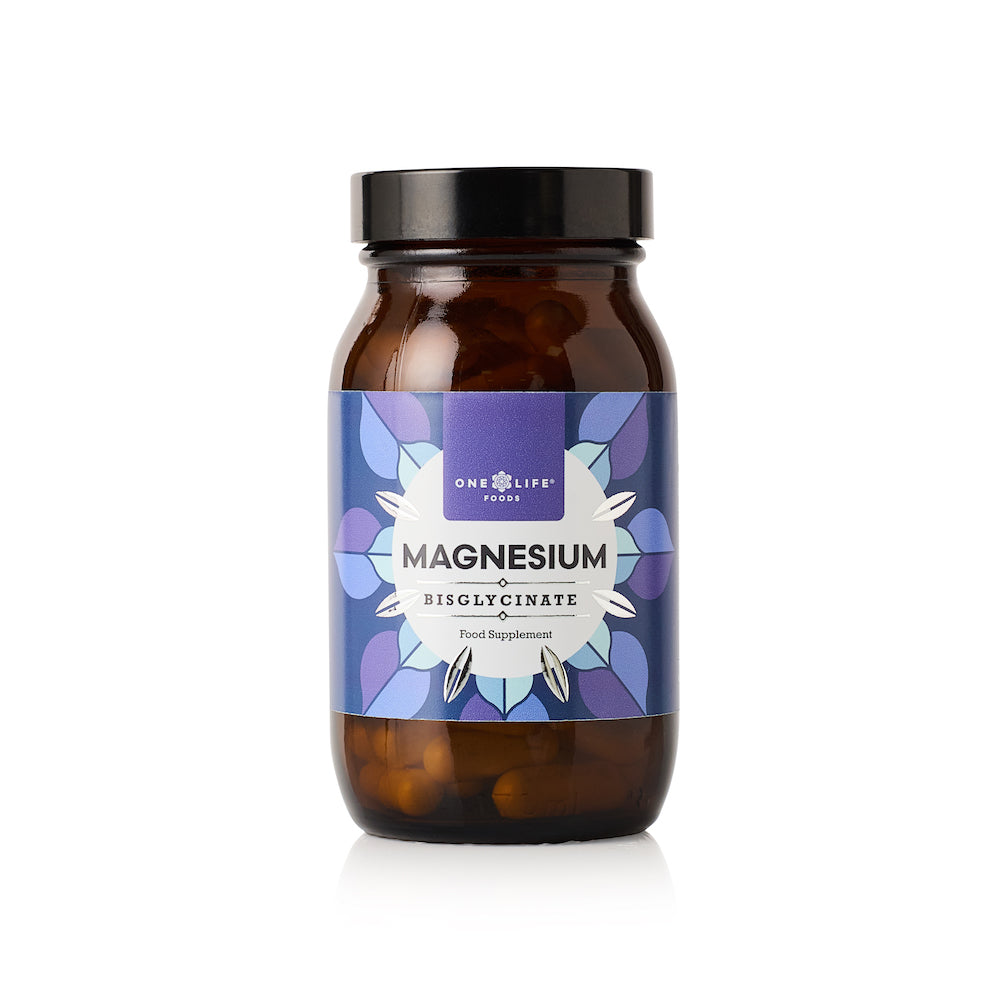 Bottle of Magnesium Bisglycinate capsules from One Life Foods