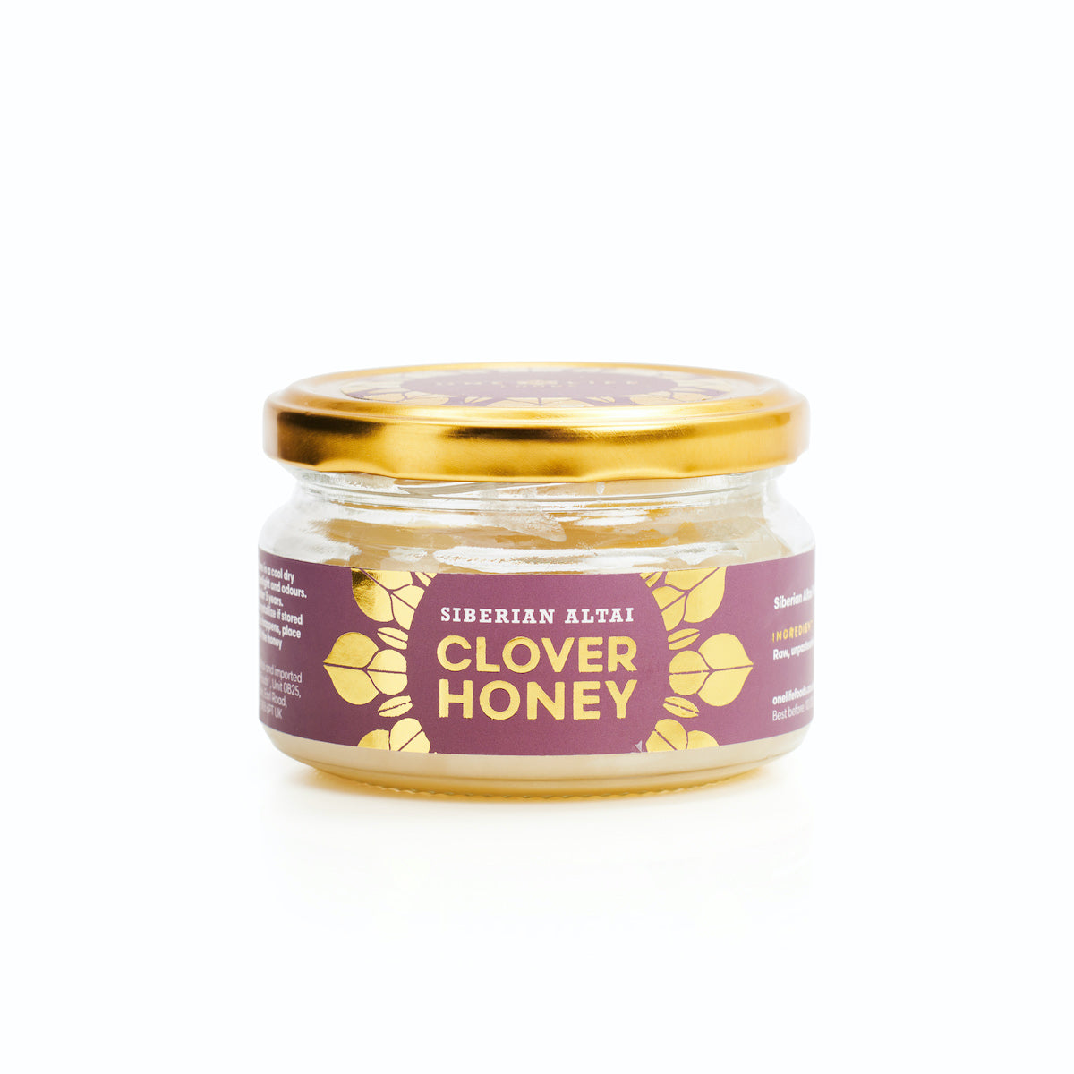 Jar of Siberian Altai clover honey by One Life Foods