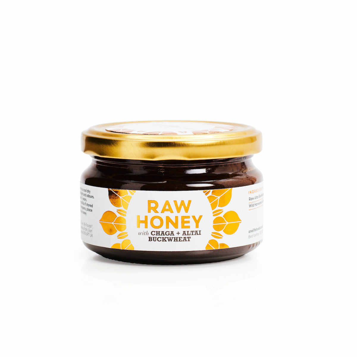 Jar of raw Buckwheat and Altai Chaga honey by One Life Foods